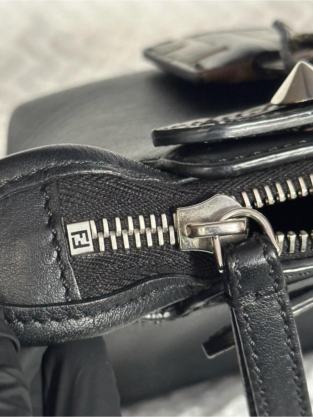 Fendi Black Leather Crossbody with Brown FF Trim - Picture 14 of 15